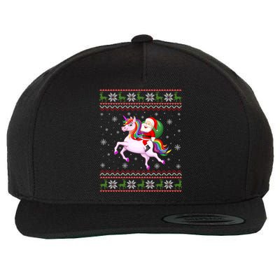 Christmas Santa Riding Unicorn Funny Ugly Xmas Sweater Gift Wool Snapback Cap