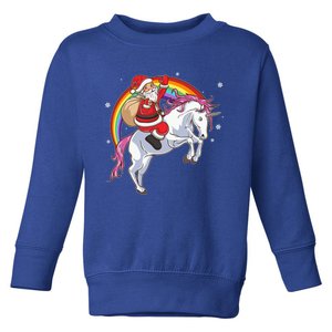 Christmas Santa Riding Unicorn Magical Xmas Rainbow Space Gift Toddler Sweatshirt