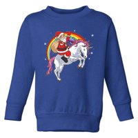 Christmas Santa Riding Unicorn Magical Xmas Rainbow Space Gift Toddler Sweatshirt