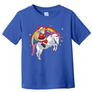 Christmas Santa Riding Unicorn Magical Xmas Rainbow Space Gift Toddler T-Shirt