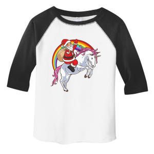 Christmas Santa Riding Unicorn Magical Xmas Rainbow Space Gift Toddler Fine Jersey T-Shirt