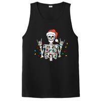 Christmas Skeleton Rocker Wrapped in Xmas Lights Santa Hat PosiCharge Competitor Tank