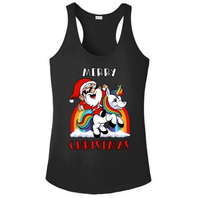 Christmas Santa Riding Unicorn Merry Christmas Funny Xmas Gift Ladies PosiCharge Competitor Racerback Tank