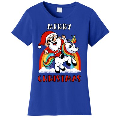 Christmas Santa Riding Unicorn Merry Christmas Funny Xmas Gift Women's T-Shirt