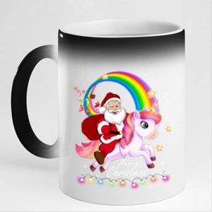 Christmas Santa Riding Unicorn Xmas Funny Gift Cute Gift 11oz Black Color Changing Mug