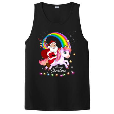 Christmas Santa Riding Unicorn Xmas Funny Gift Cute Gift PosiCharge Competitor Tank