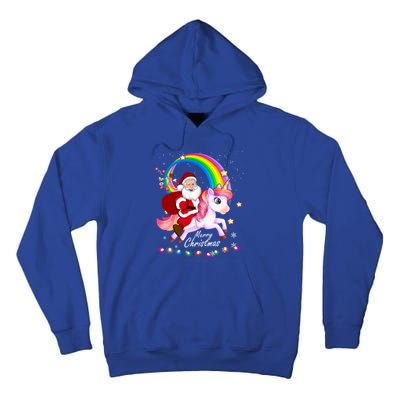 Christmas Santa Riding Unicorn Xmas Funny Gift Cute Gift Tall Hoodie