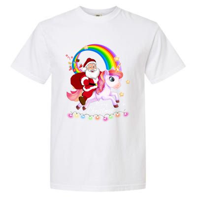 Christmas Santa Riding Unicorn Xmas Funny Gift Cute Gift Garment-Dyed Heavyweight T-Shirt