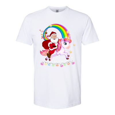 Christmas Santa Riding Unicorn Xmas Funny Gift Cute Gift Softstyle® CVC T-Shirt