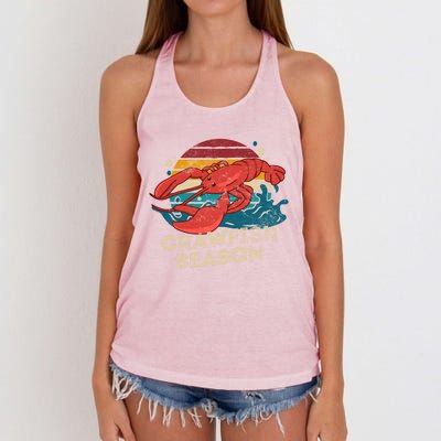 Crawfish Season Retro Crawfish Boil Love Crayfish Seafood Gift Women's Knotted Racerback Tank