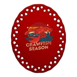 Crawfish Season Retro Crawfish Boil Love Crayfish Seafood Gift Ceramic Oval Ornament