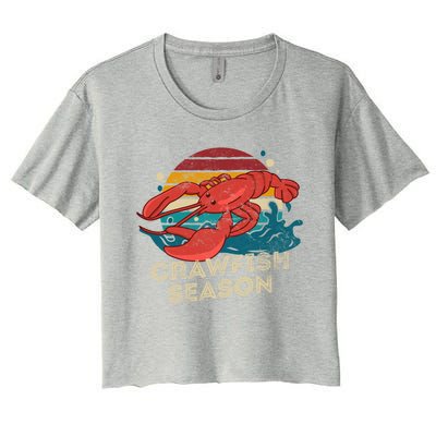 Crawfish Season Retro Crawfish Boil Love Crayfish Seafood Gift Women's Crop Top Tee