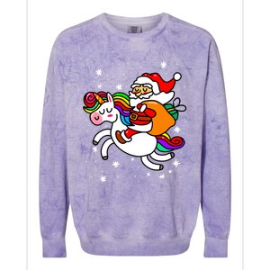 Christmas Santa Riding Unicorn Xmas Gift Funny Gift Colorblast Crewneck Sweatshirt