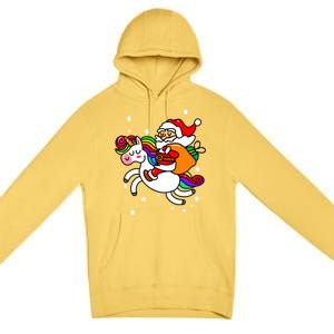 Christmas Santa Riding Unicorn Xmas Gift Funny Gift Premium Pullover Hoodie