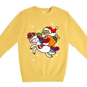 Christmas Santa Riding Unicorn Xmas Gift Funny Gift Premium Crewneck Sweatshirt