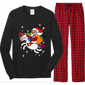 Christmas Santa Riding Unicorn Xmas Gift Funny Gift Long Sleeve Pajama Set