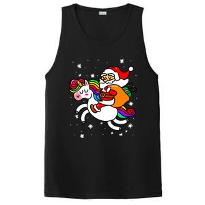 Christmas Santa Riding Unicorn Xmas Gift Funny Gift PosiCharge Competitor Tank