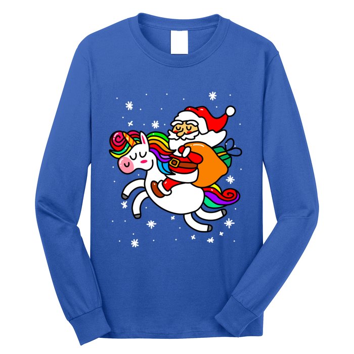 Christmas Santa Riding Unicorn Xmas Gift Funny Gift Long Sleeve Shirt