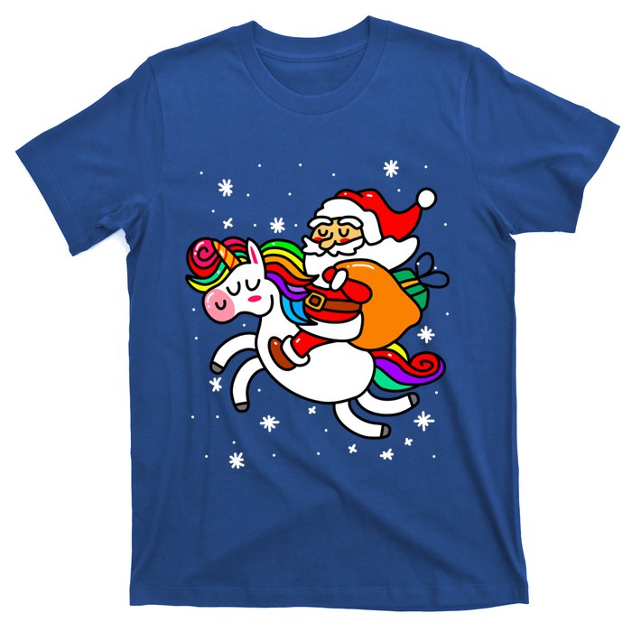 Christmas Santa Riding Unicorn Xmas Gift Funny Gift T-Shirt