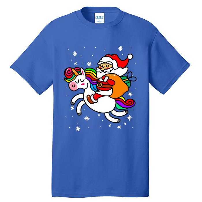 Christmas Santa Riding Unicorn Xmas Gift Funny Gift Tall T-Shirt