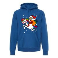 Christmas Santa Riding Unicorn Xmas Gift Funny Gift Premium Hoodie