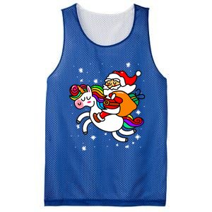 Christmas Santa Riding Unicorn Xmas Gift Funny Gift Mesh Reversible Basketball Jersey Tank