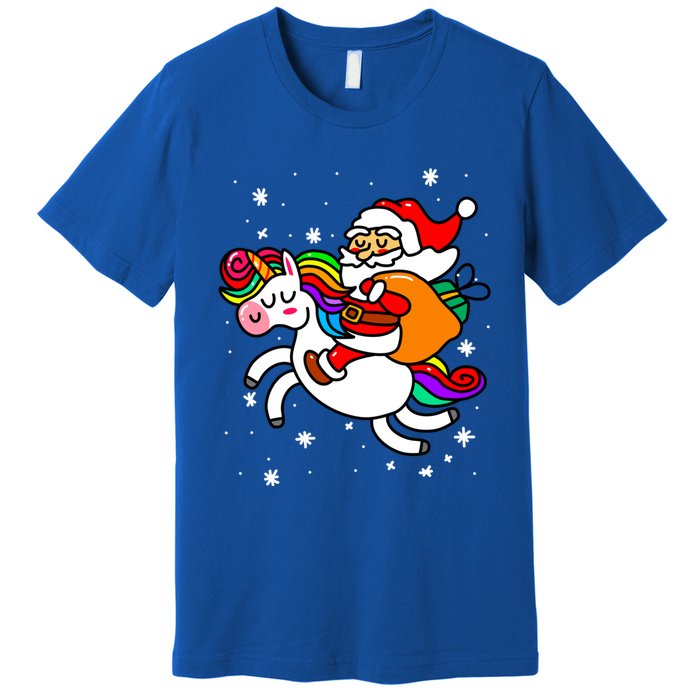 Christmas Santa Riding Unicorn Xmas Gift Funny Gift Premium T-Shirt