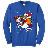 Christmas Santa Riding Unicorn Xmas Gift Funny Gift Tall Sweatshirt