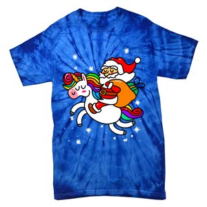 Christmas Santa Riding Unicorn Xmas Gift Funny Gift Tie-Dye T-Shirt