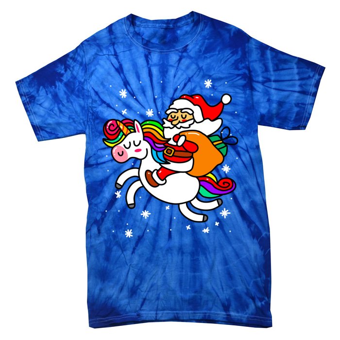 Christmas Santa Riding Unicorn Xmas Gift Funny Gift Tie-Dye T-Shirt