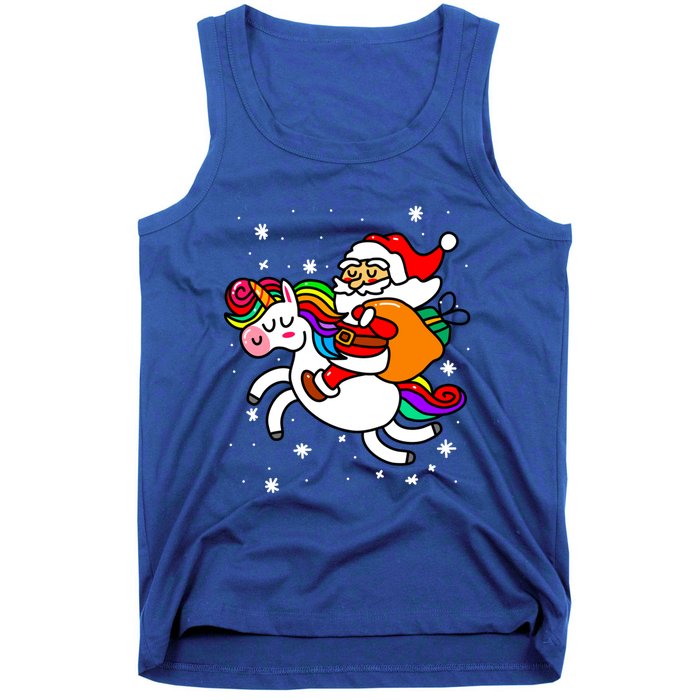 Christmas Santa Riding Unicorn Xmas Gift Funny Gift Tank Top