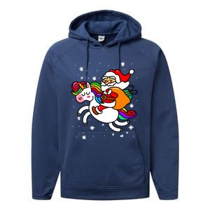 Christmas Santa Riding Unicorn Xmas Gift Funny Gift Performance Fleece Hoodie