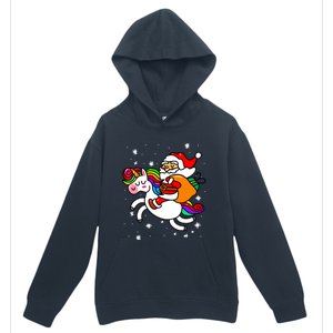 Christmas Santa Riding Unicorn Xmas Gift Funny Gift Urban Pullover Hoodie