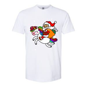 Christmas Santa Riding Unicorn Xmas Gift Funny Gift Softstyle CVC T-Shirt