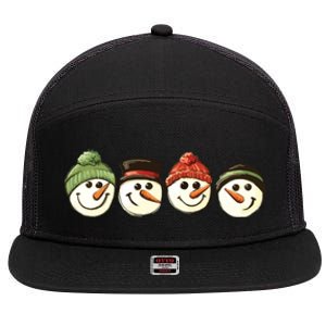 Christmas Snowman Retro Snowman Cute Christmas 7 Panel Mesh Trucker Snapback Hat