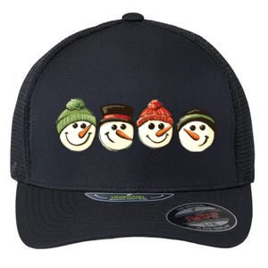 Christmas Snowman Retro Snowman Cute Christmas Flexfit Unipanel Trucker Cap