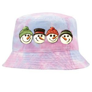 Christmas Snowman Retro Snowman Cute Christmas Tie-Dyed Bucket Hat