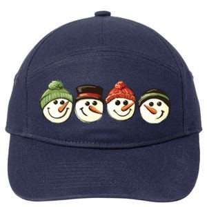 Christmas Snowman Retro Snowman Cute Christmas 7-Panel Snapback Hat