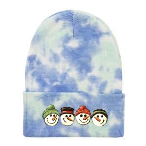 Christmas Snowman Retro Snowman Cute Christmas Tie Dye 12in Knit Beanie