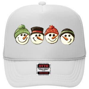 Christmas Snowman Retro Snowman Cute Christmas High Crown Mesh Back Trucker Hat