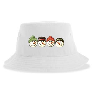 Christmas Snowman Retro Snowman Cute Christmas Sustainable Bucket Hat