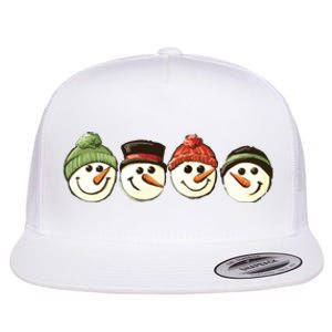 Christmas Snowman Retro Snowman Cute Christmas Flat Bill Trucker Hat