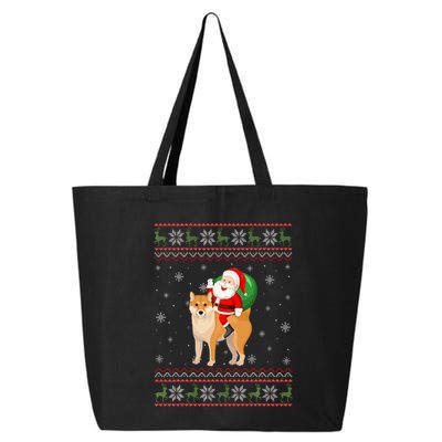 Christmas Santa Riding Shiba Inu Dog Funny Ugly Xmas Sweater 25L Jumbo Tote