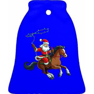 Cowboy Santa Riding A Horse Christmas Funny Ceramic Bell Ornament