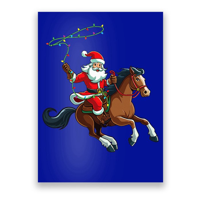 Cowboy Santa Riding A Horse Christmas Funny Poster