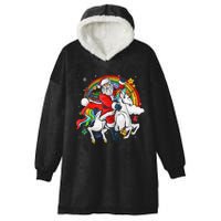 Christmas Santa Riding Unicorn Xmas Women Rainbow Hooded Wearable Blanket