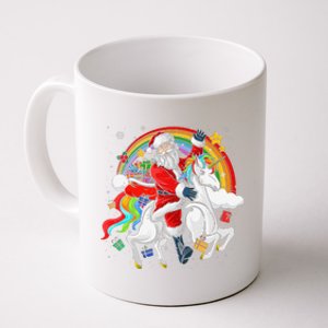 Christmas Santa Riding Unicorn Xmas Women Rainbow Coffee Mug