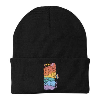 Cat Stack Rainbow Gay Pride LGBT Cute Cat Lover Beanie