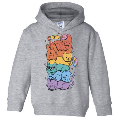 Cat Stack Rainbow Gay Pride LGBT Cute Cat Lover Toddler Hoodie