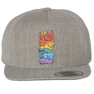 Cat Stack Rainbow Gay Pride LGBT Cute Cat Lover Wool Snapback Cap